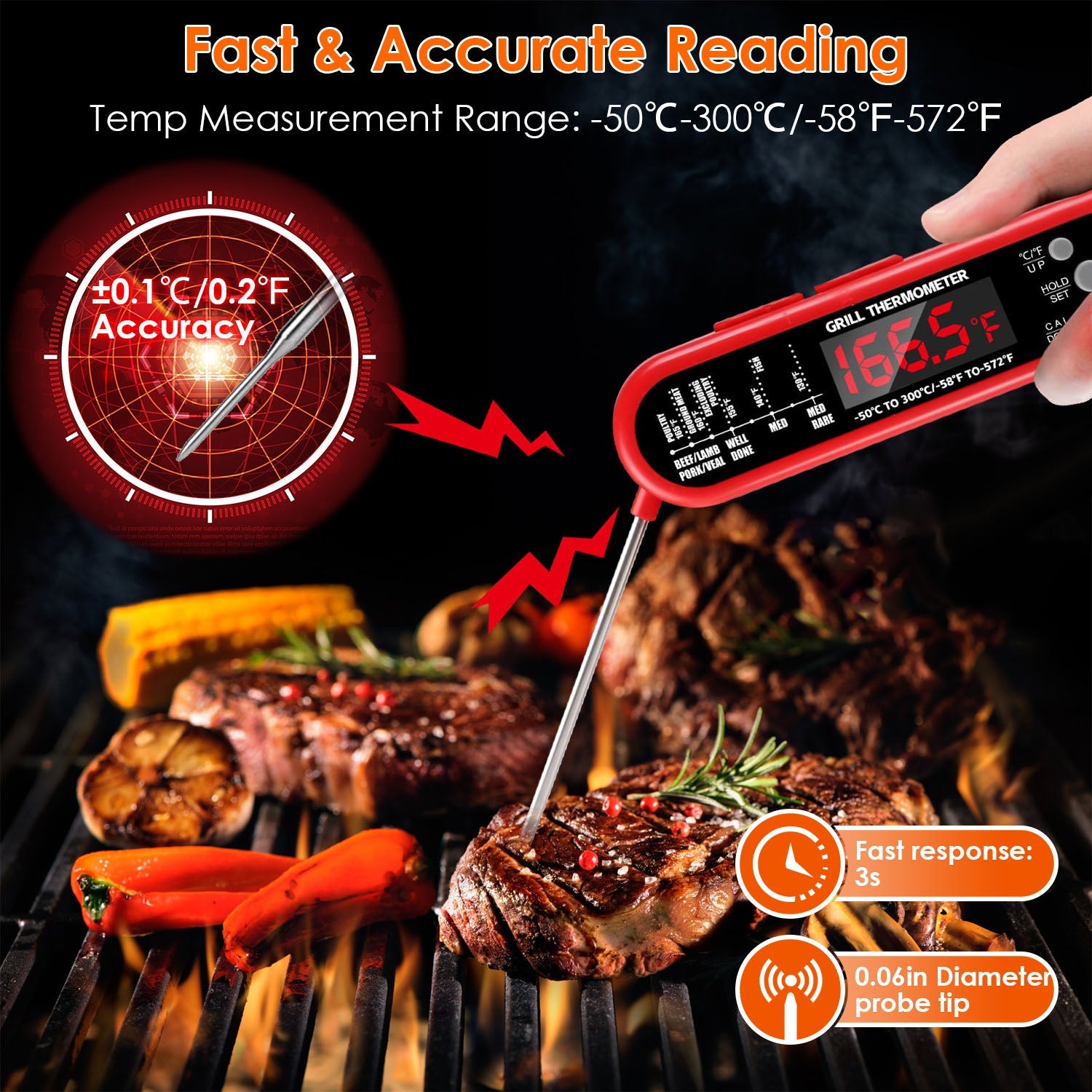 Digital Thermometer BBQ Meat Food Cooking Temperature Tester Kitchen Tools & Gadgets - DailySale