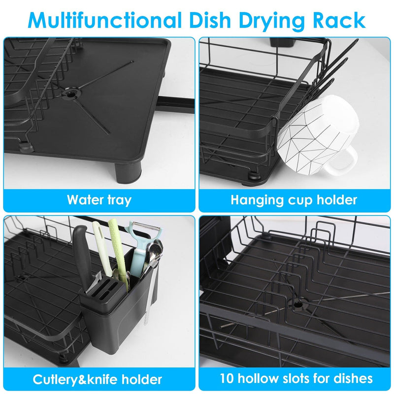 Dish Drying Rack Drain Board Utensil Holder Organizer Kitchen Storage - DailySale