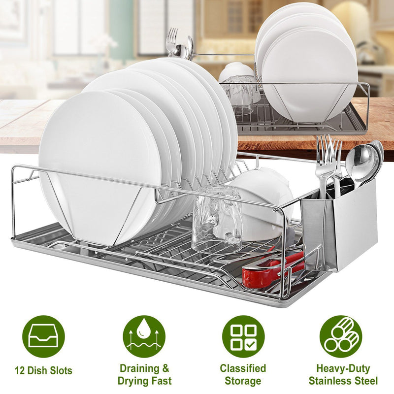 Dish Drying Rack Stainless Steel Kitchen & Dining - DailySale