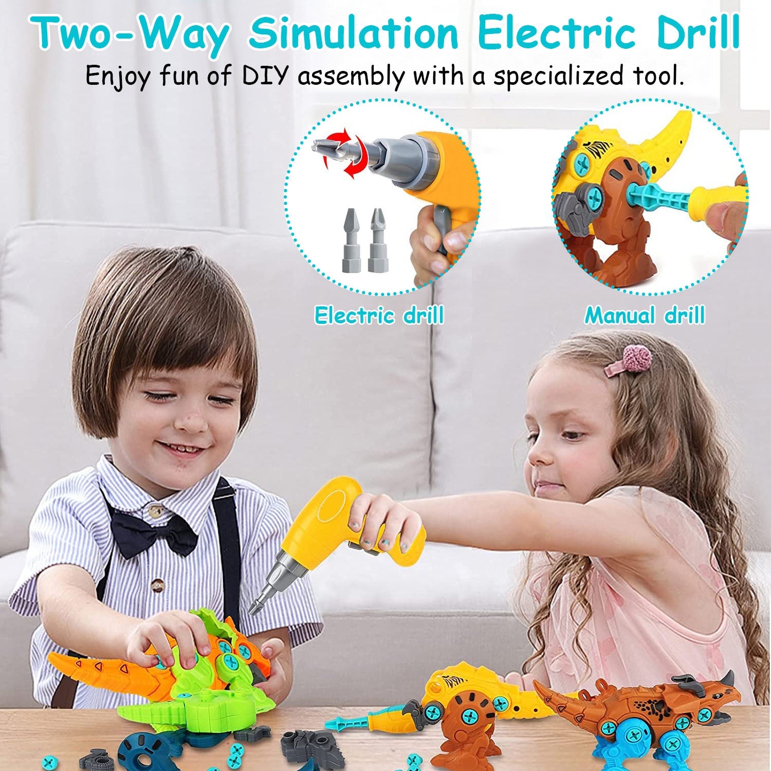 DIY Dinosaur Construction Building Block Assembly Toys with Electric Toys & Games - DailySale