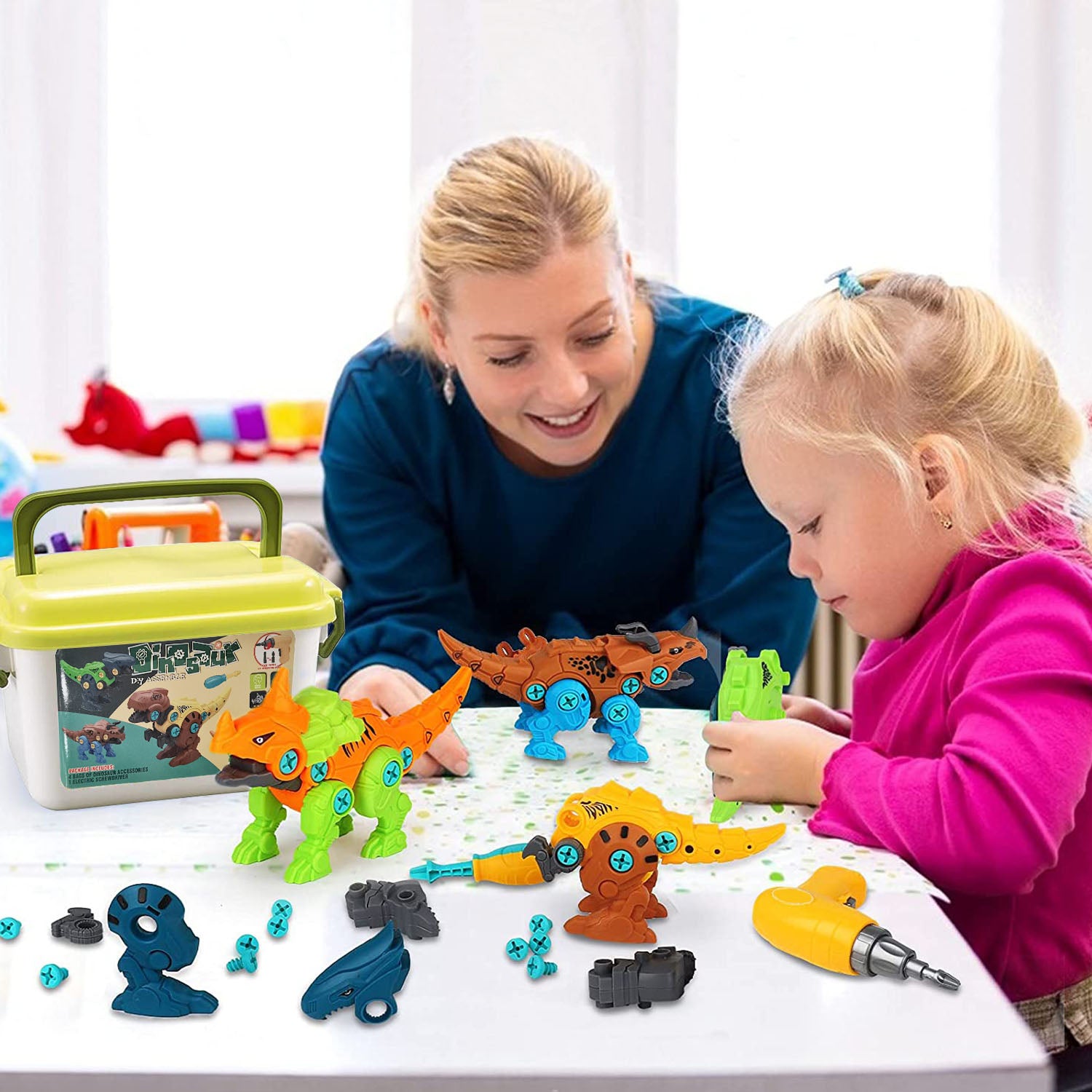 DIY Dinosaur Construction Building Block Assembly Toys with Electric Toys & Games - DailySale