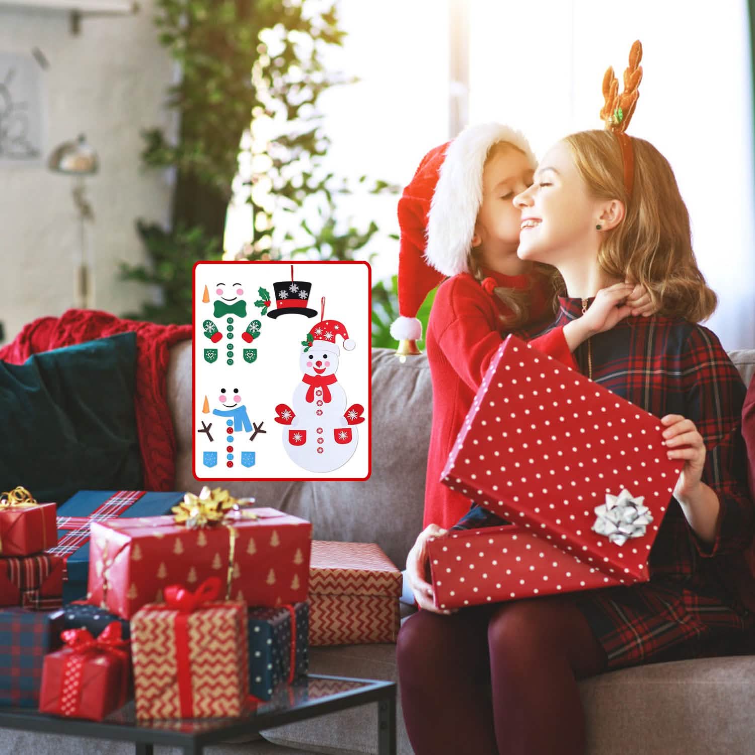 DIY Felt Christmas Hanging Decorations Kits with 54 Piece Detachable Ornaments Holiday Decor & Apparel - DailySale