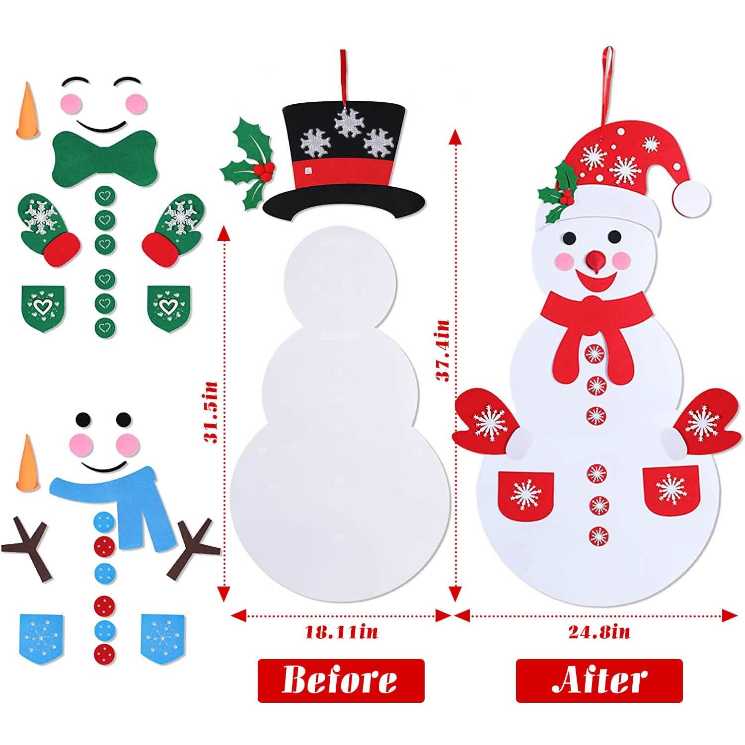 DIY Felt Christmas Hanging Decorations Kits with 54 Piece Detachable Ornaments Holiday Decor & Apparel - DailySale
