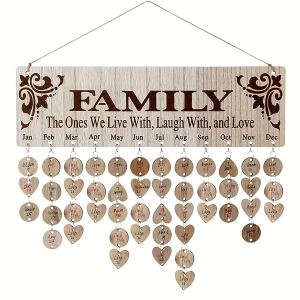 DIY Wooden Family Birthday Board Hanging Sign Pendant Furniture & Decor - DailySale