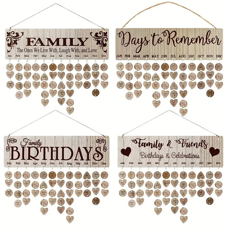 DIY Wooden Family Birthday Board Hanging Sign Pendant Furniture & Decor - DailySale