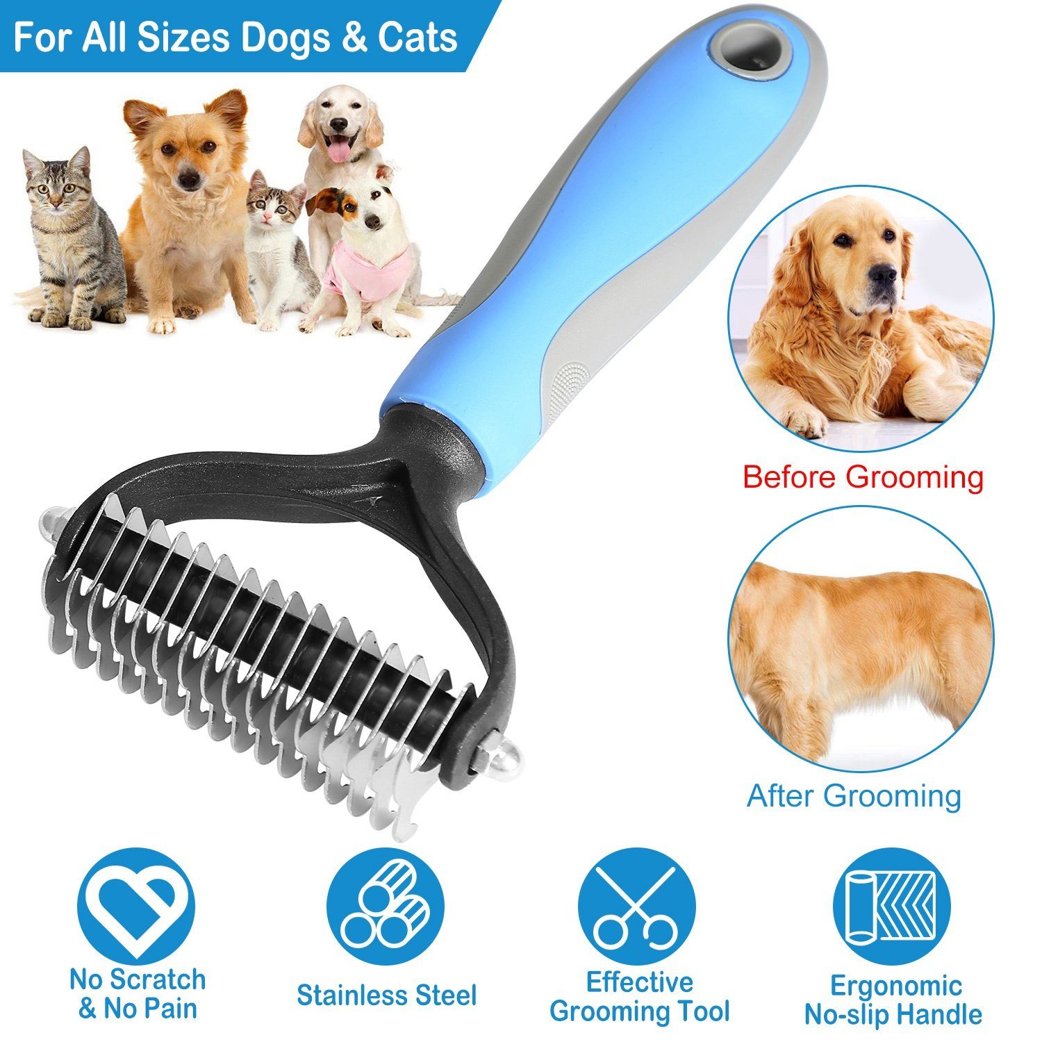 Dog and Cats 2 Sided Grooming Rakes Pet Supplies - DailySale