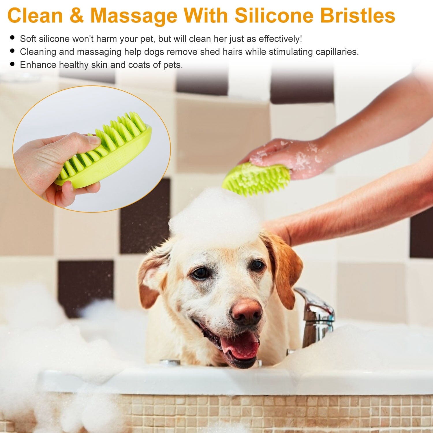 Dog Bath Brush Anti-Skid Pet Grooming Shower Silicone Massage Comb Pet Supplies - DailySale