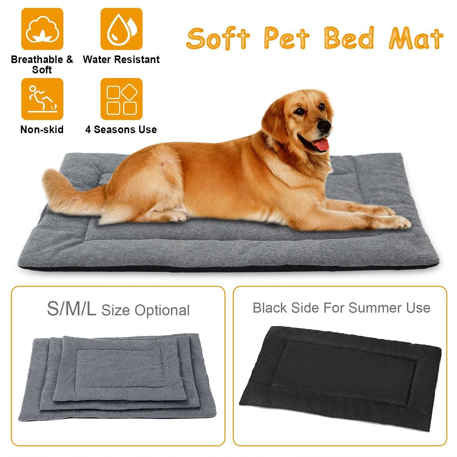 Dog Bed Mat Comfortable Fleece Reversible Pad Pet Supplies - DailySale