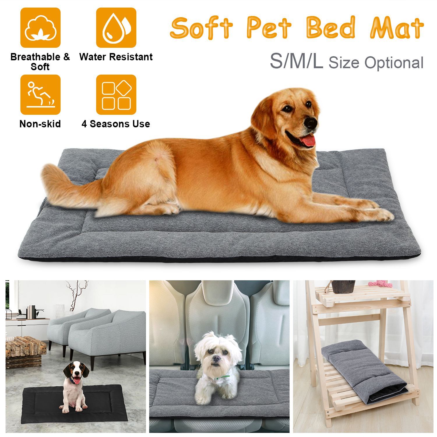 Dog Bed Mat Comfortable Fleece Reversible Pad Pet Supplies - DailySale