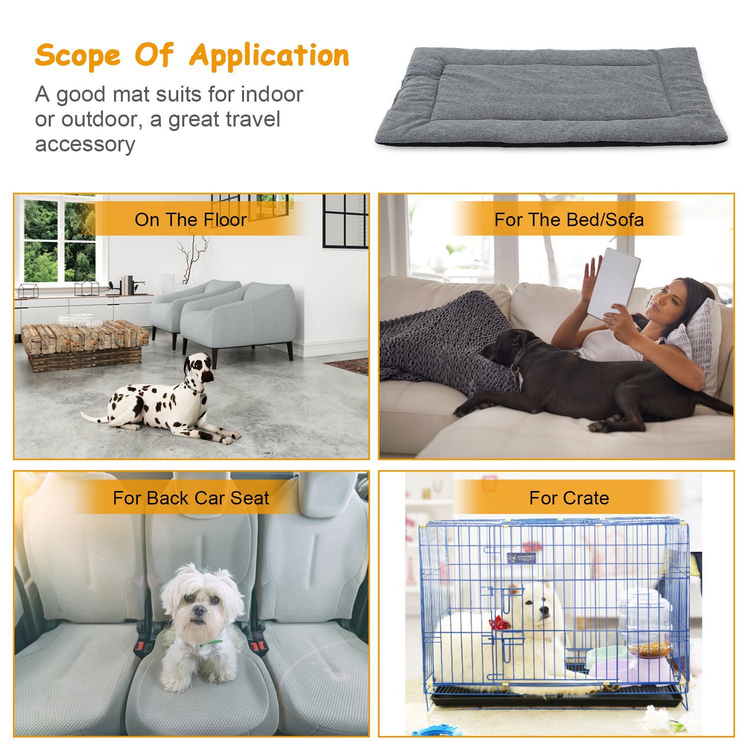 Dog Bed Mat Comfortable Fleece Reversible Pad Pet Supplies - DailySale