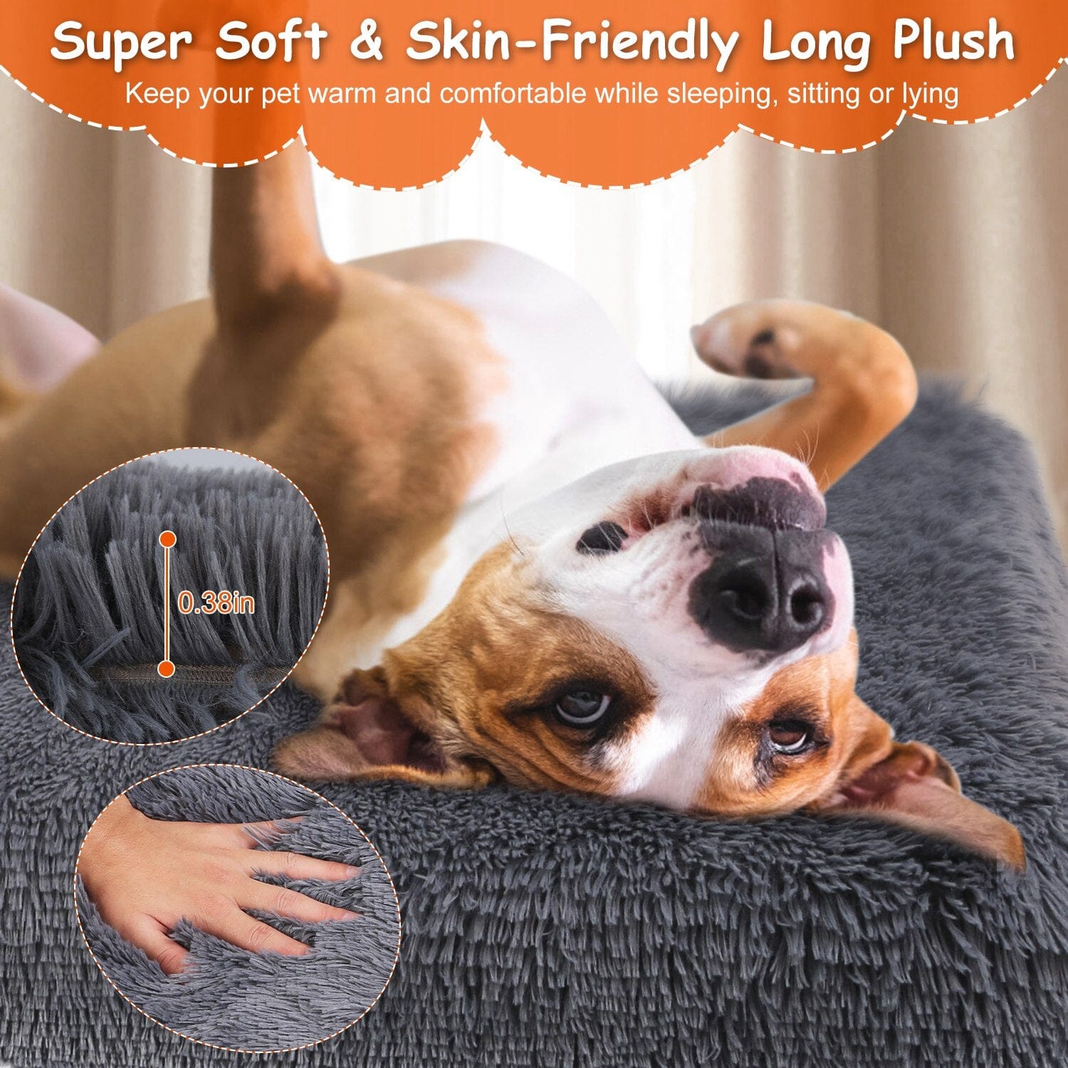 Dog Bed Soft Plush Cushion Cozy Warm Pet Crate Mat Dog Carpet Pet Supplies - DailySale