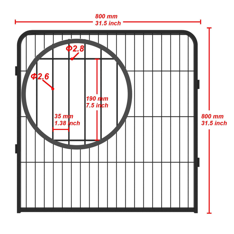 Dog Fence and Pet Playpen, Heavy Duty Foldable Metal 8 Panels Dog Pen 31.5" Height Pet Supplies - DailySale