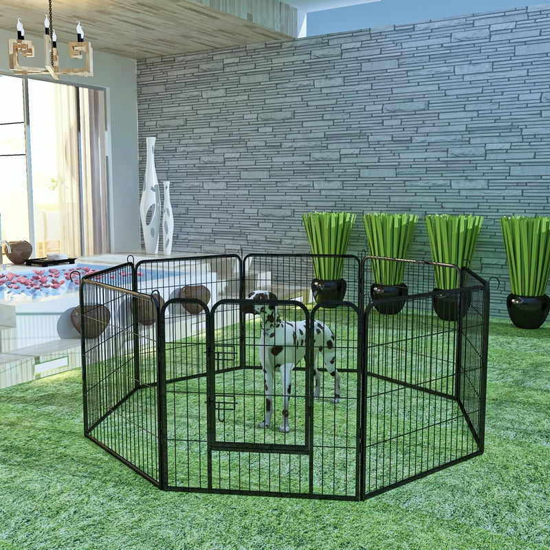 Dog Fence and Pet Playpen, Heavy Duty Foldable Metal 8 Panels Dog Pen 31.5" Height Pet Supplies - DailySale