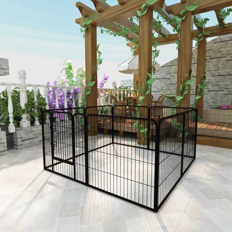 Dog Fence and Pet Playpen, Heavy Duty Foldable Metal 8 Panels Dog Pen 31.5" Height Pet Supplies - DailySale