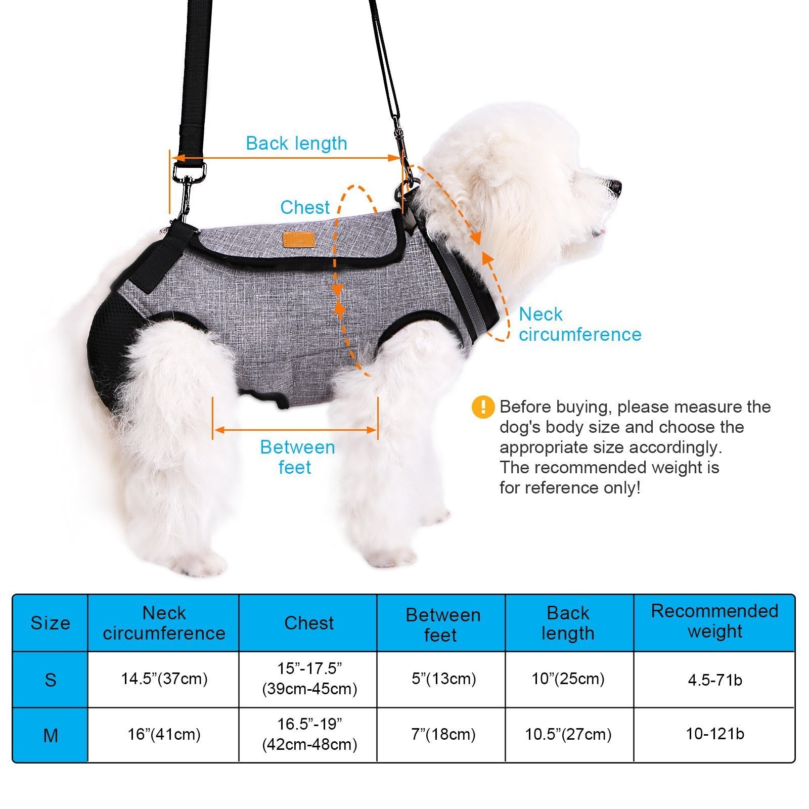 Dog Lift Harness Adjustable Pet Sling Bag Assist Aged Disabled Dogs Small Pet Supplies - DailySale