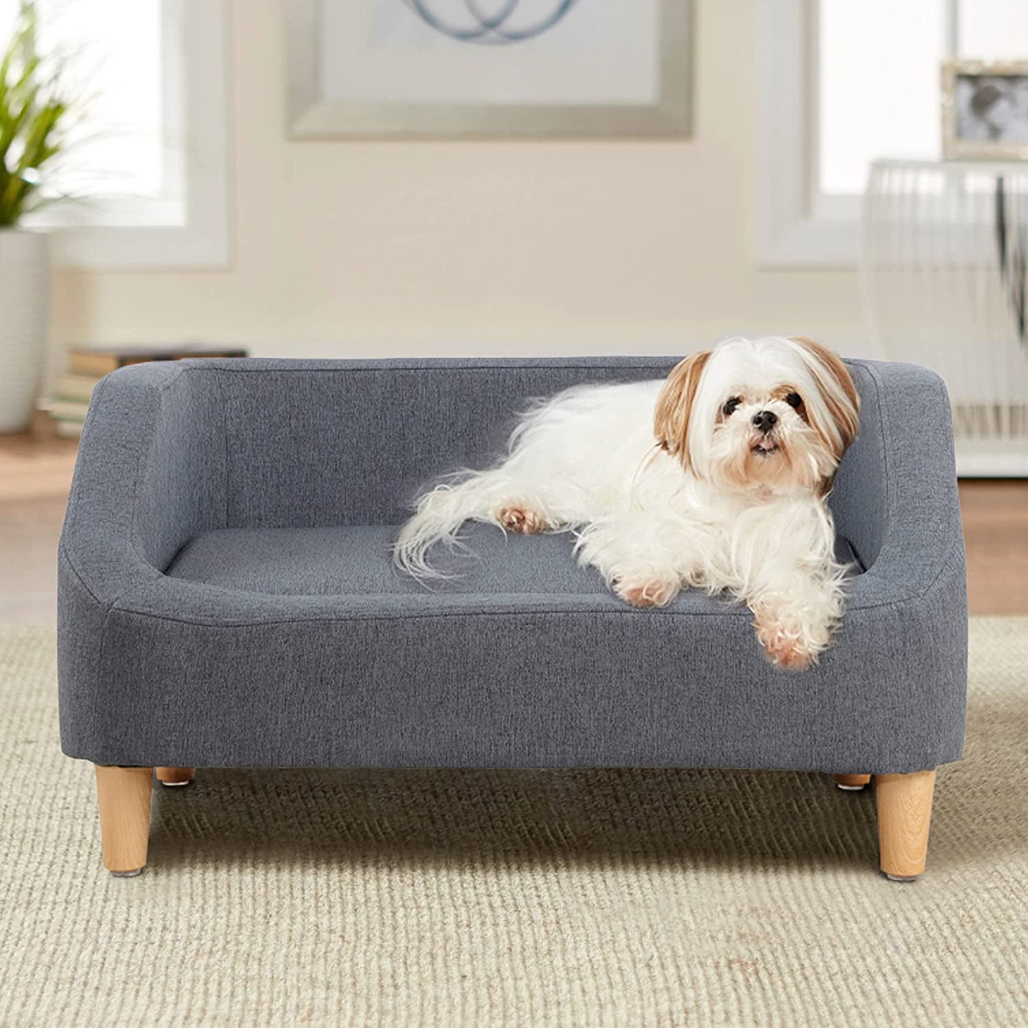 Dog Rectangular Sofa with Removable Cushion and Wooden Feet Pet Supplies - DailySale