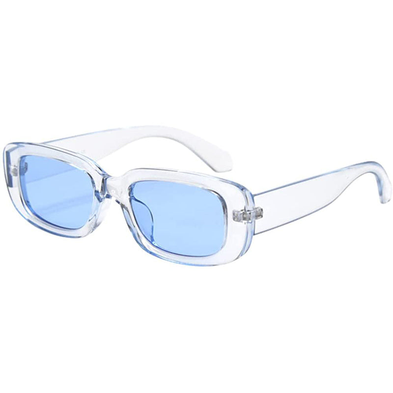 Dollger Retro Fashion Rectangular Sunglasses Women's Shoes & Accessories Transparent Blue - DailySale