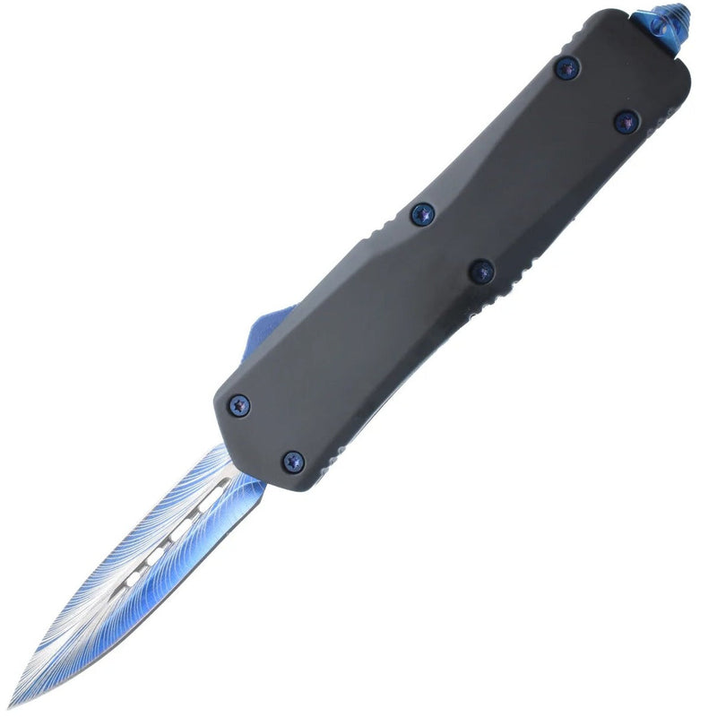 Double Edge Damascus Automatic OTF Knife with Belt Clip Tactical - DailySale