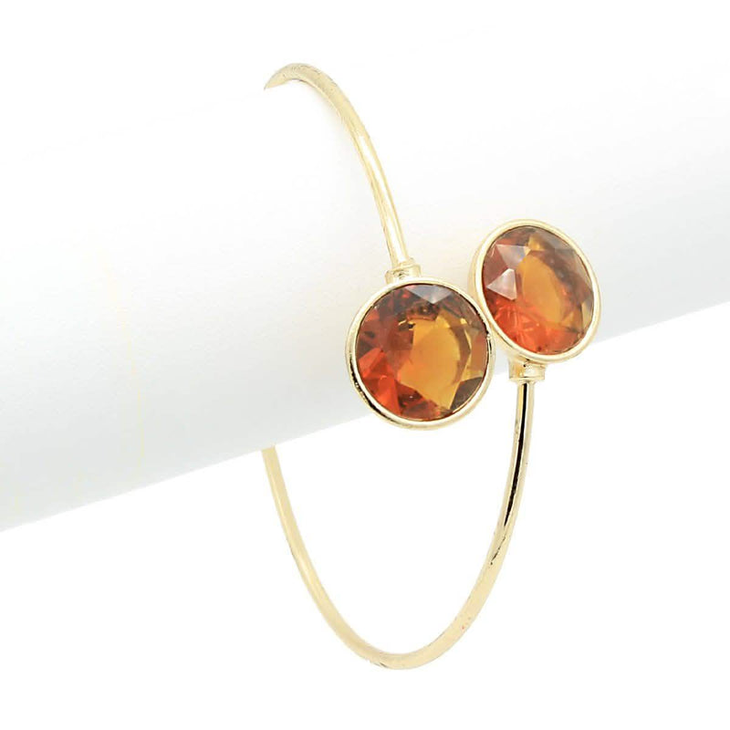 Double Gemstone Open Bangle Bracelets - DailySale