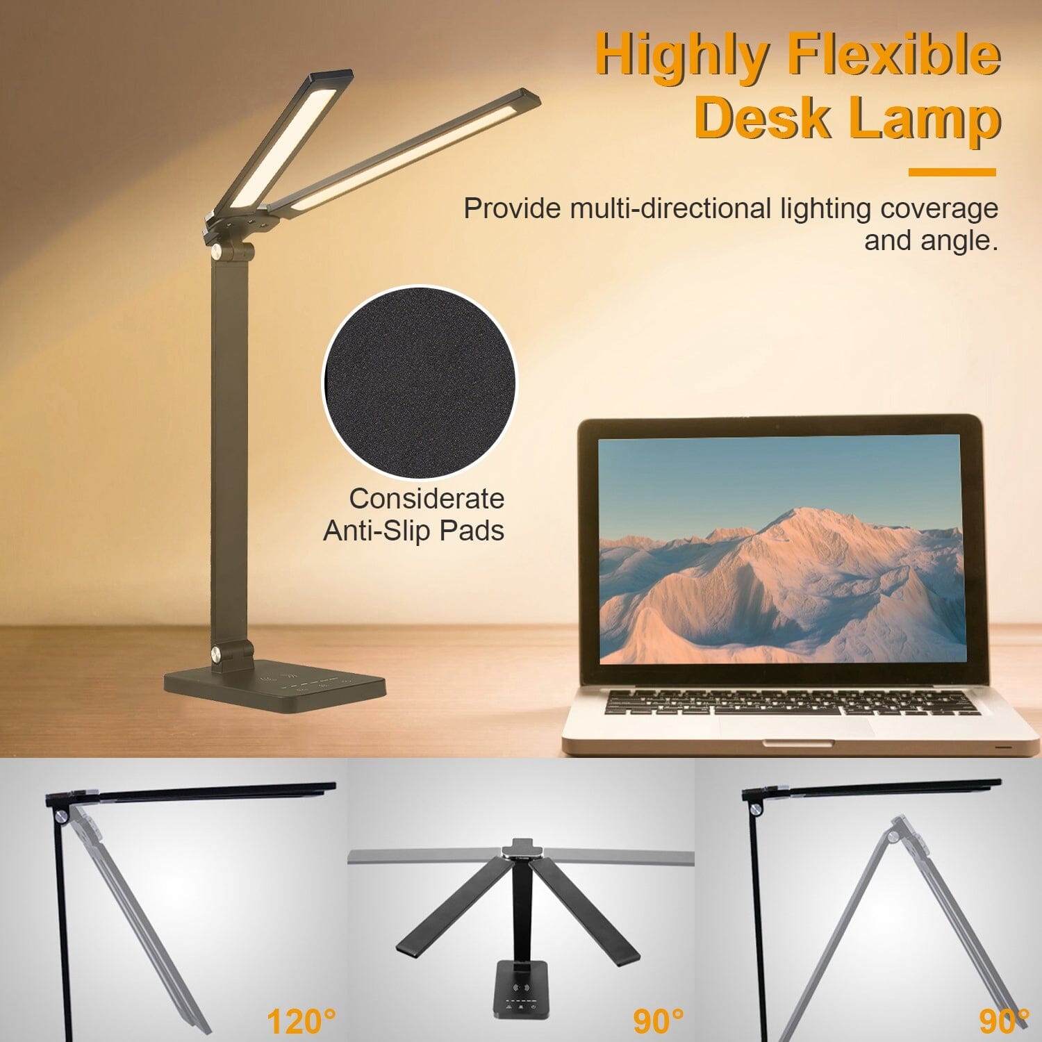 Double Head Desk Lamp with Wireless Charging USB Port Indoor Lighting - DailySale