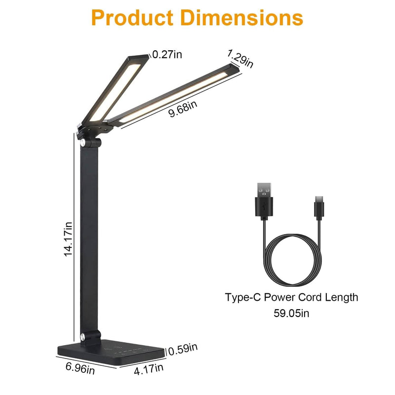 Double Head Desk Lamp with Wireless Charging USB Port Indoor Lighting - DailySale