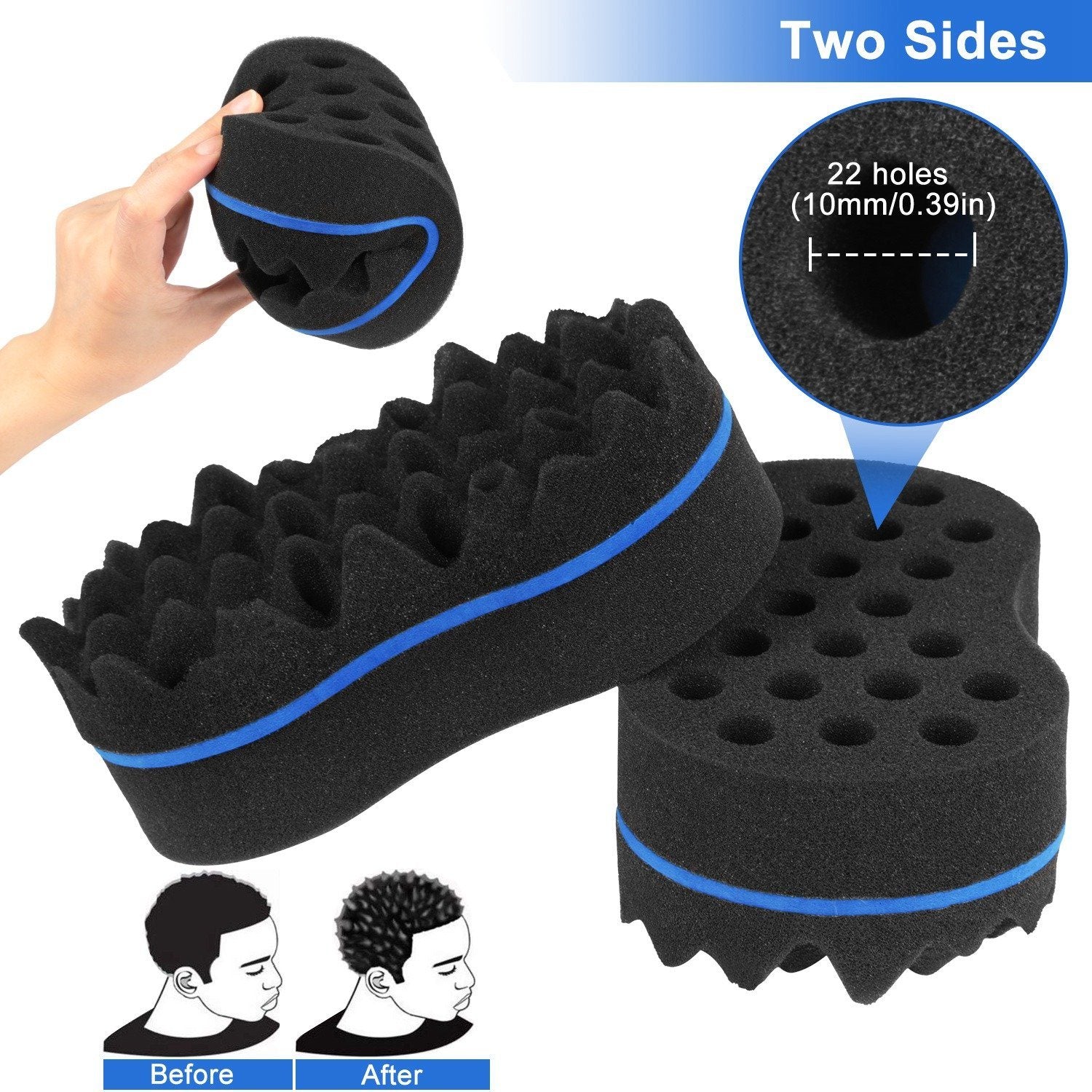 Double Sided Barber Sponge Hair Brush Comb Dreads Locking Twists Coil Men's Grooming - DailySale