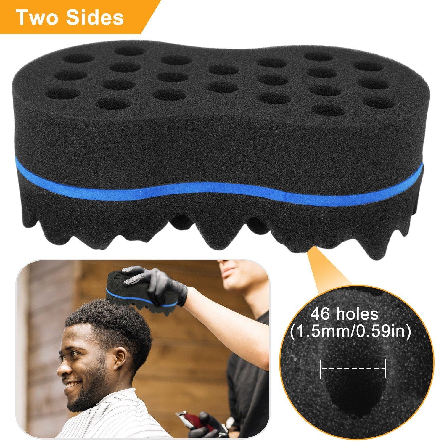 Double Sided Barber Sponge Hair Brush Comb Dreads Locking Twists Coil Men's Grooming - DailySale