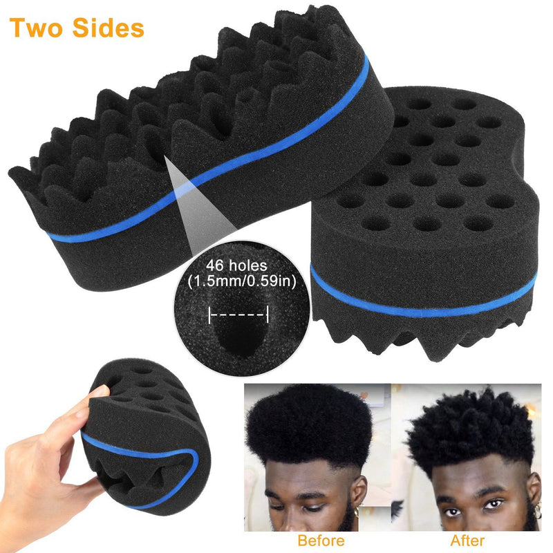 Double Sided Barber Sponge Hair Brush Comb Dreads Locking Twists Coil Men's Grooming - DailySale