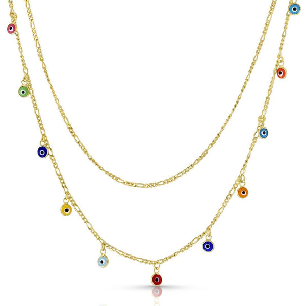 Double Strand Figaro Evil Eye Drop Necklace Necklaces - DailySale