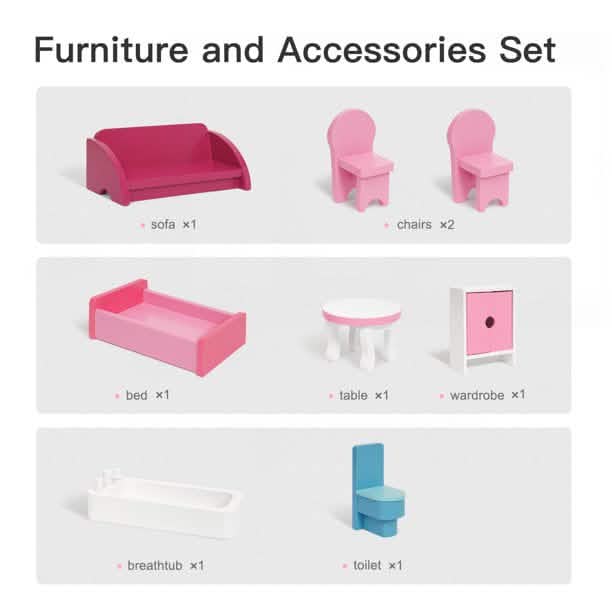Dreamy Wooden Dollhouse Toys & Games - DailySale