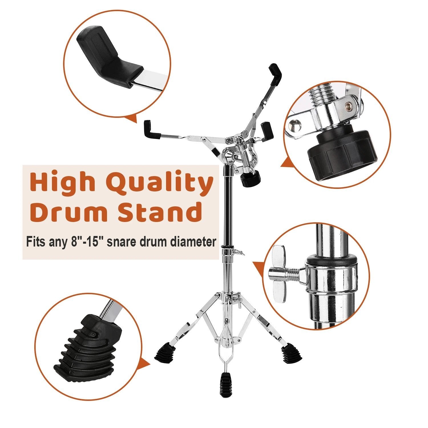 Drum Practice Pads with 3 Pairs of Drum Sticks and Adjustable Snare Drum Stand Headphones & Audio - DailySale