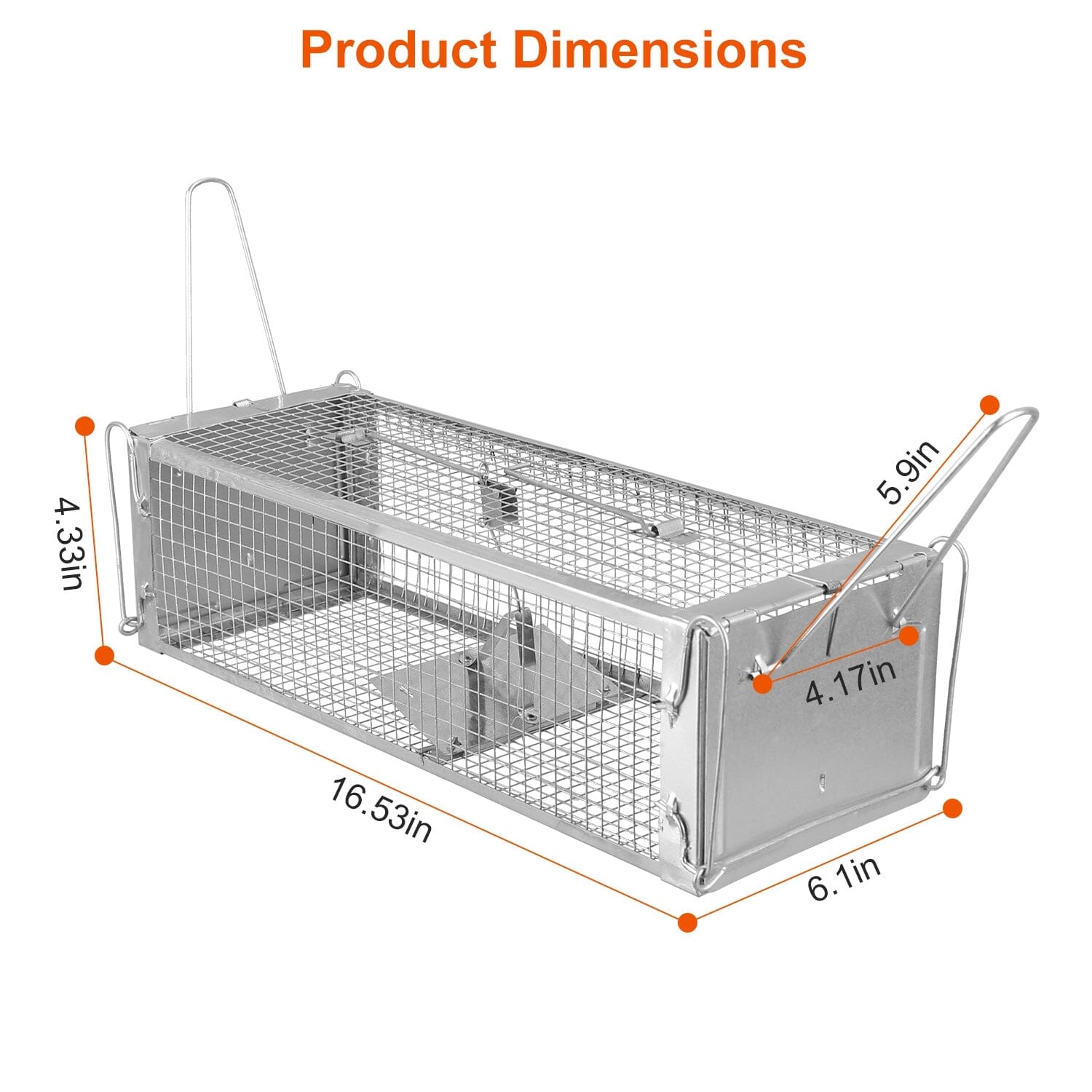 Dual Door Rat Trap Cage Humane with 2 Detachable U Shape Rod Pest Control - DailySale