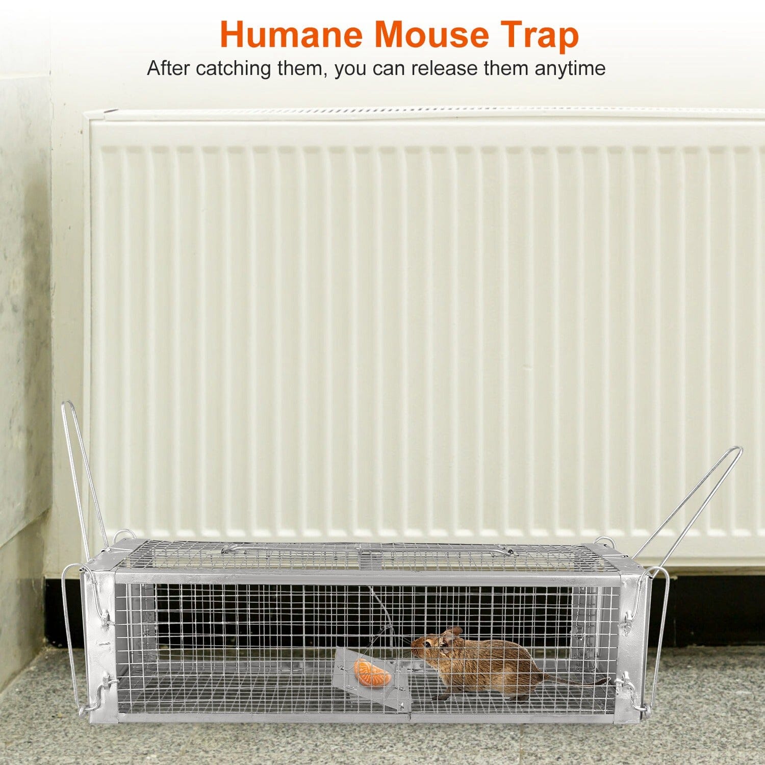 Dual Door Rat Trap Cage Humane with 2 Detachable U Shape Rod Pest Control - DailySale