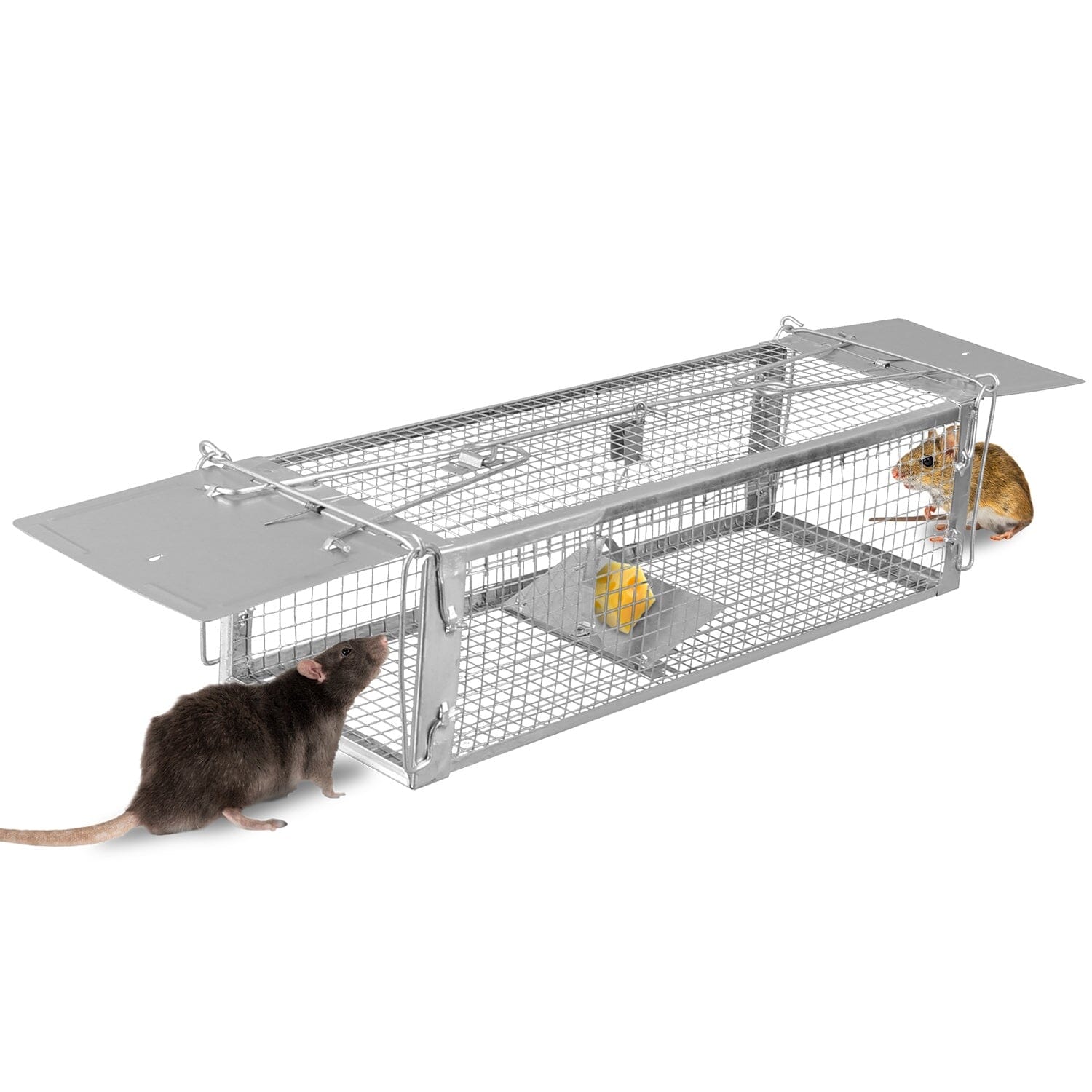 Dual Door Rat Trap Cage Humane with 2 Detachable U Shape Rod Pest Control - DailySale