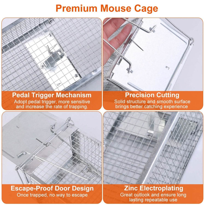Dual Door Rat Trap Cage Humane with 2 Detachable U Shape Rod Pest Control - DailySale