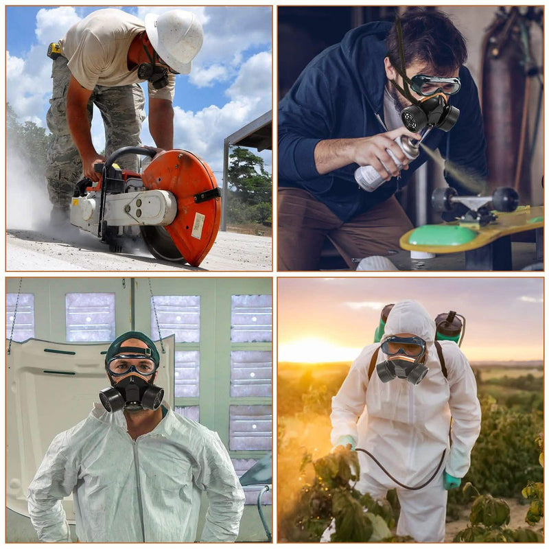 Dual Filter Cartridge Respirator Mask with Goggles Face Masks & PPE - DailySale