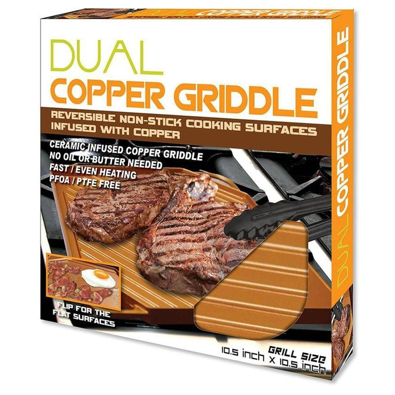 Dual-Sided Copper Griddle and Grill Pan Kitchen Essentials - DailySale