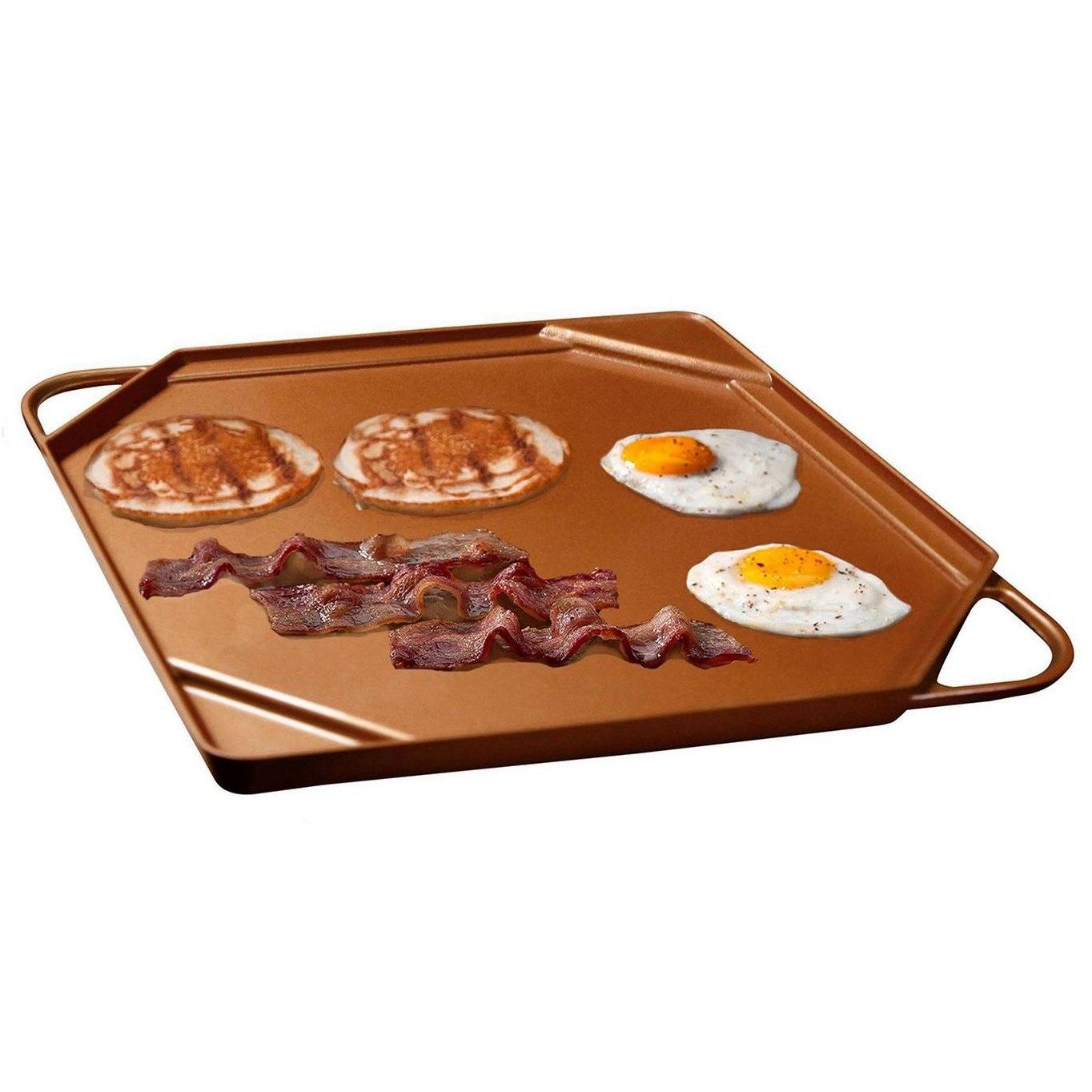 Dual-Sided Copper Griddle and Grill Pan Kitchen Essentials - DailySale