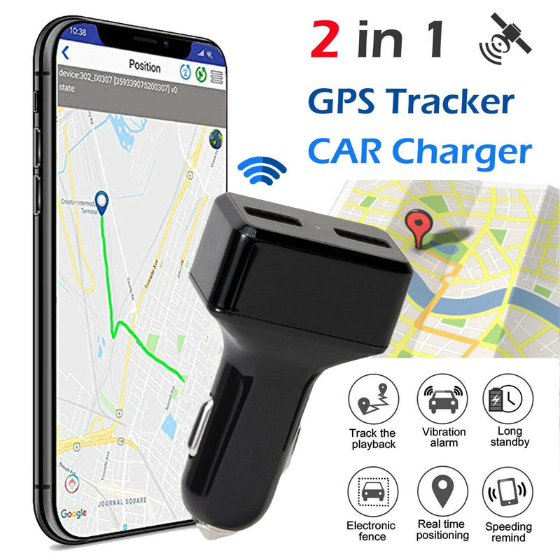 Dual USB Car Charge GPS Tracker GSM SIM Realtime GPRS Vehicle Tracking Security Automotive - DailySale