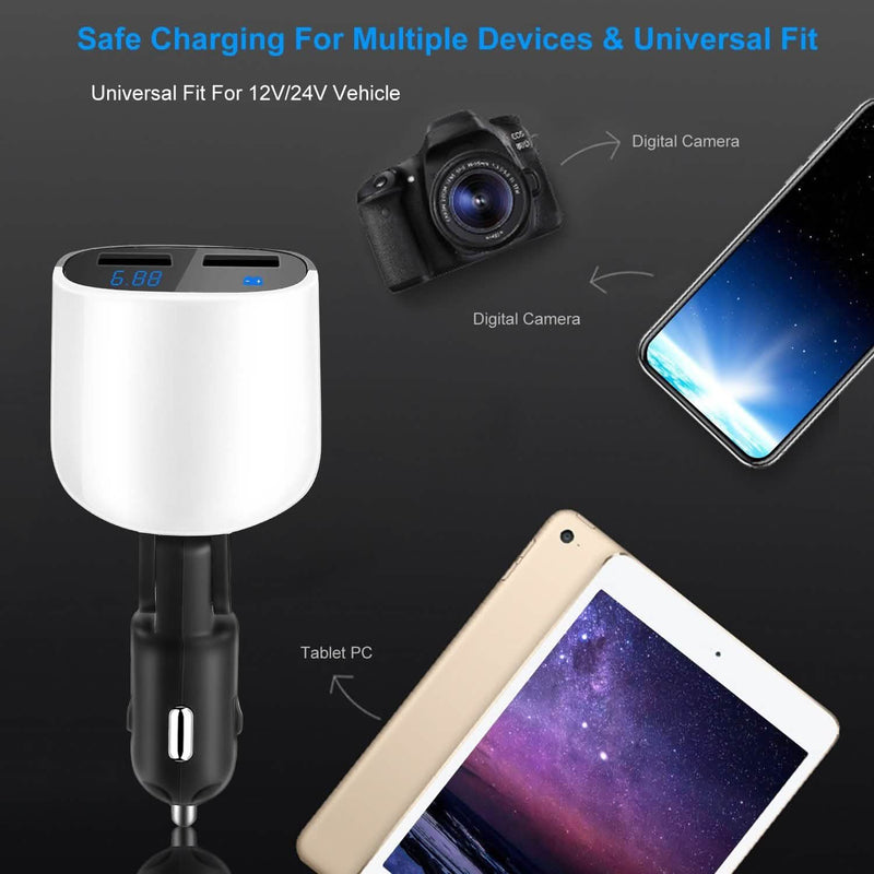 Dual USB Car Charger with Low Voltage LED Display Automotive - DailySale