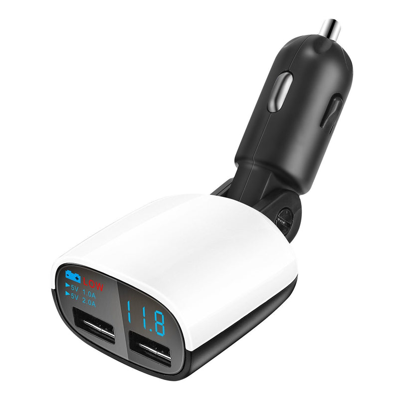 Dual USB Car Charger with Low Voltage LED Display Automotive - DailySale