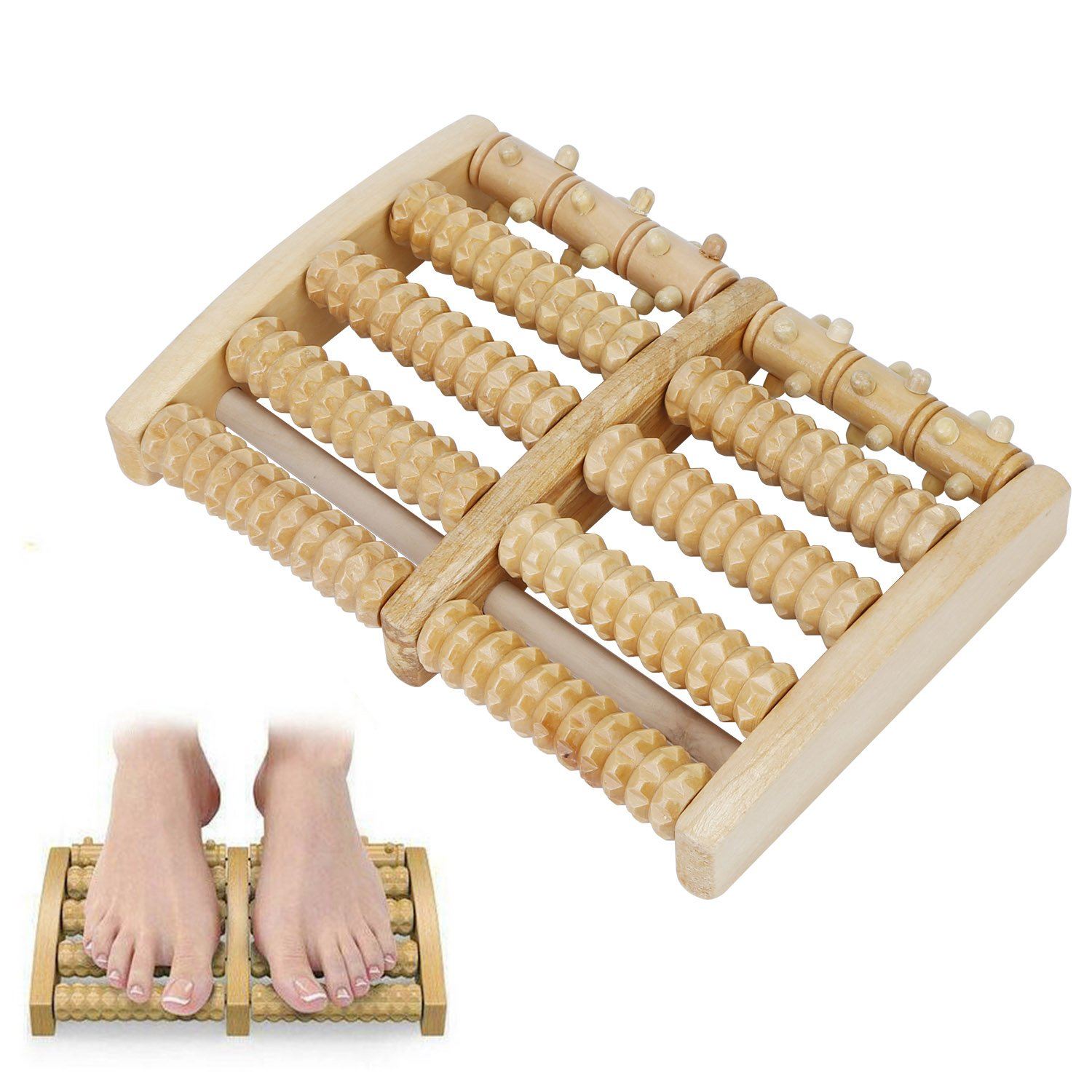 Dual Wooden Stress Relief Massage Foot Roller Acupressure Wellness - DailySale