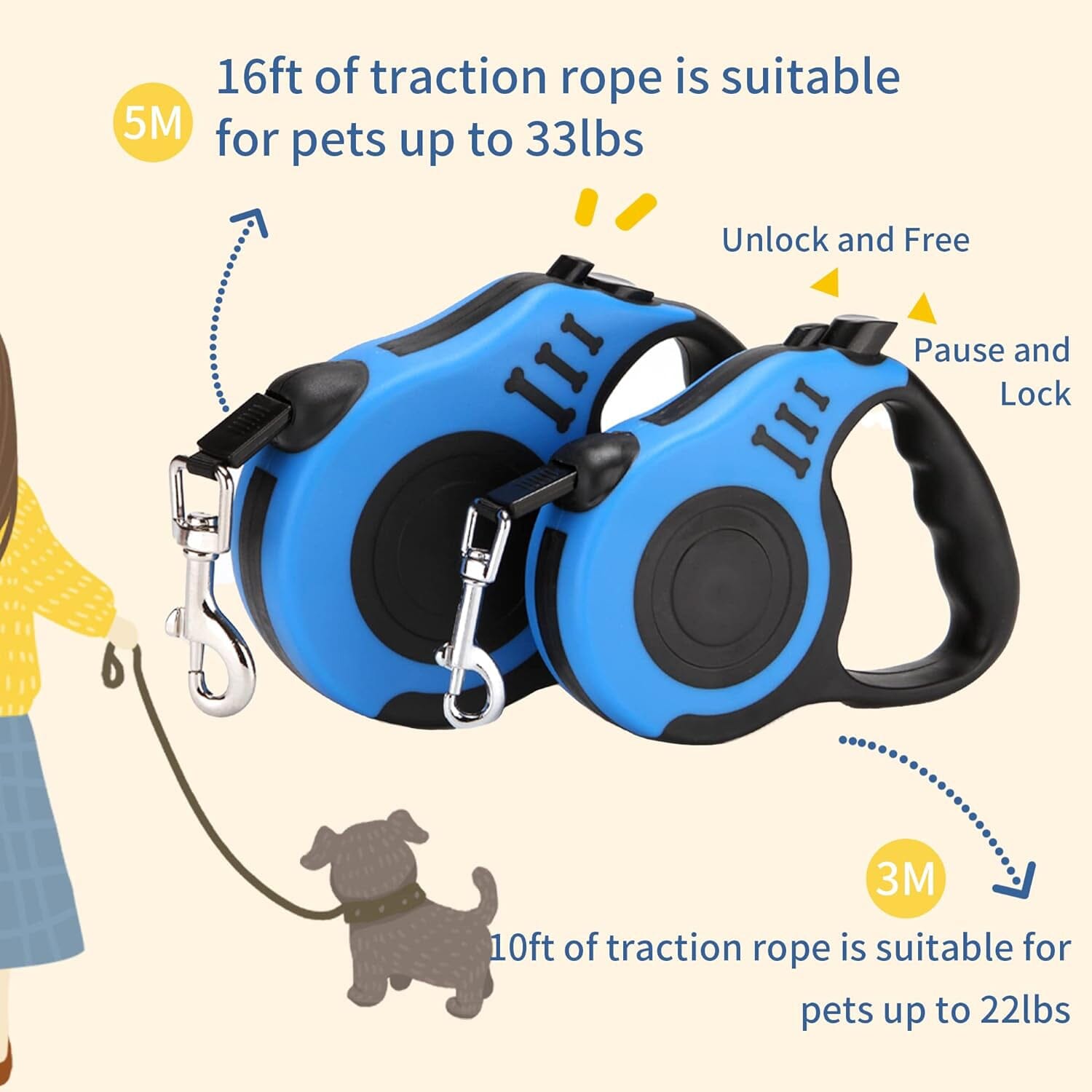 Durable Double Switch Retractable Pet Leash Pet Supplies - DailySale