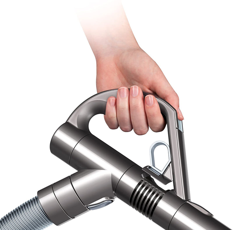 Closeup of a hand holding a Dyson DC39 Animal Canister Vacuum Cleaner (Refurbished) by its handle