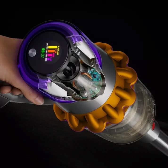Diagram showing cutout of Dyson V15 Detect Cordless Stick Vacuum Cleaner internal mechanism
