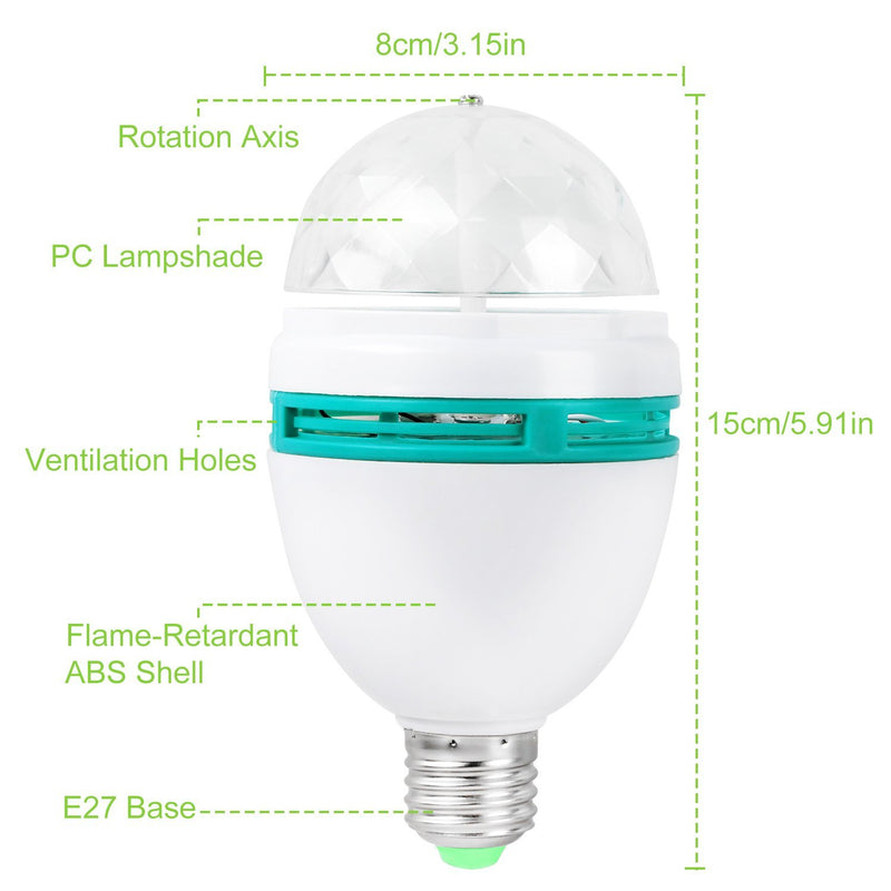 E27 3W Rotating RGB LED Light Bulb Indoor Lighting - DailySale