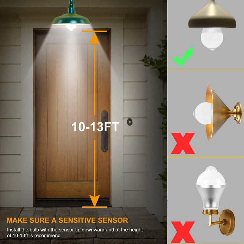 E27 Motion Sensor Light Bulb 1000LM 6500K Dust to Dawn Automatic Outdoor Lighting - DailySale