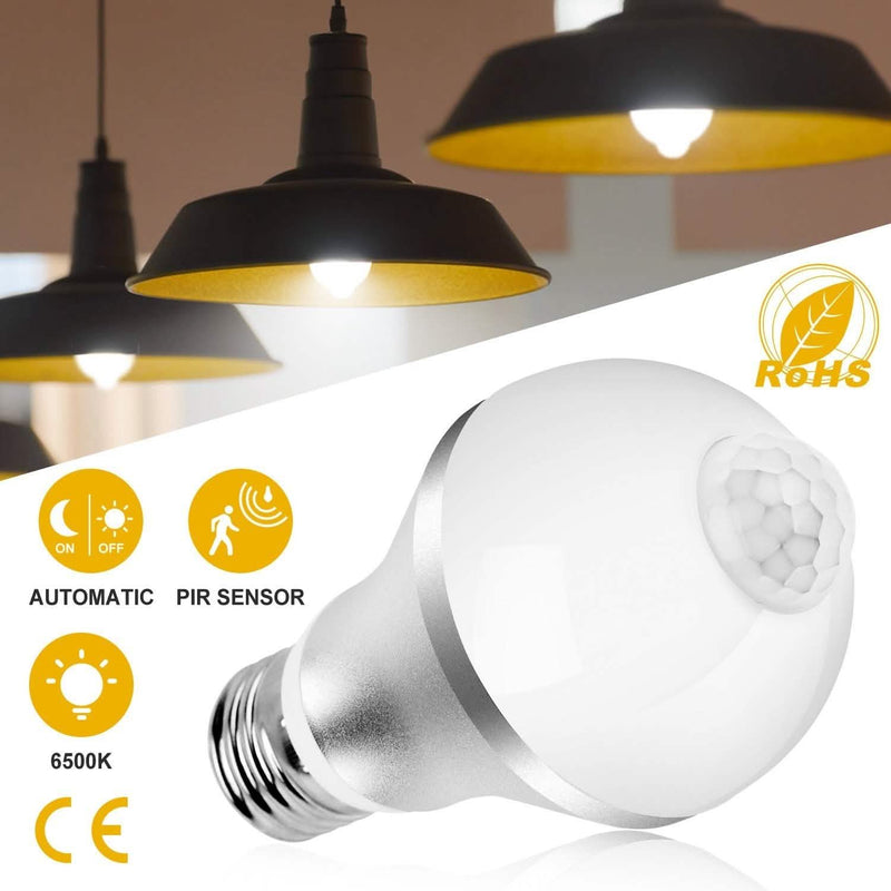 E27 Motion Sensor Light Bulb 1000LM 6500K Dust to Dawn Automatic Outdoor Lighting - DailySale