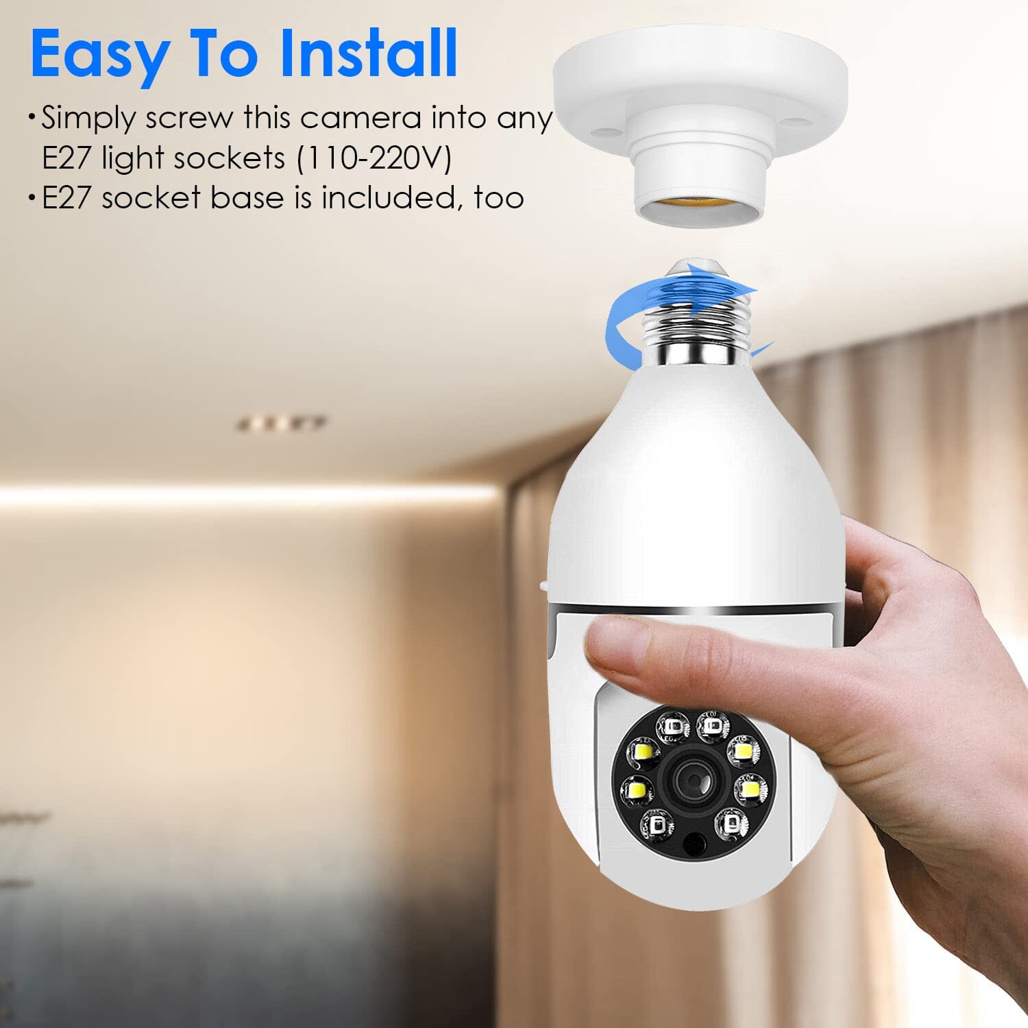 E27 WiFi Bulb Camera 1080P FHD WiFi IP Pan Tilt Security Surveillance Camera Smart Home & Security - DailySale