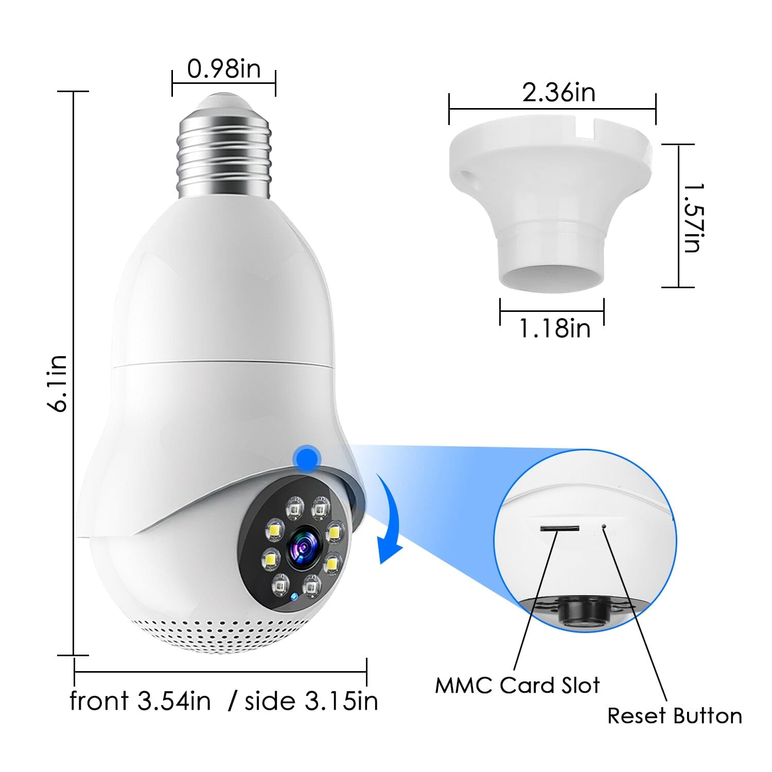 E27 WiFi Bulb Camera 1080P FHD WiFi IP Pan Tilt Security Surveillance Camera Smart Home & Security - DailySale